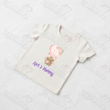 Personalised Mother's Day Organic Cotton Baby Tee: Teddy Bear Hot Air Balloon Design