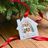 Personalised "First Christmas In Our New Home" Bauble. House Shaped Acrylic Xmas Tree Decoration