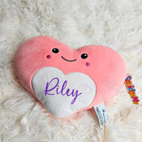 Personalised Pink Love Heart Mumbles SquidgeMe Plush. Custom Valentine's Day Gift.