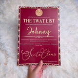 Personalised Adults Explicit Novelty Christmas Certificate. The T**t List. 18+. Custom Made Funny Secret Santa Gift  - Tartan Design