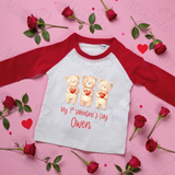 Personalised My 1st Valentine's Day Long Sleeved Top. Baby Valentine's Outfit - Red or Navy - 3 Little Bears