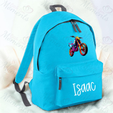 Personalised Neon Dirt Bike School Bag
