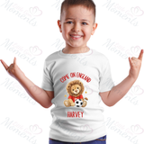 Personalised "Come On England" Football T-shirt for World Cup - All Sizes - Lion Design
