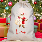 Personalised Christmas Santa Sack - Santa Claus Design. Premium Custom Xmas Gift Sack with Name