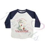 Personalised My Mummy Is My Valentine Long Sleeved Top. Kids Dino Valentine's Outfit - Red or Navy
