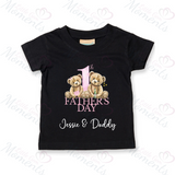 Personalised 1st Father's Day Kids T-shirt - Daddy and Me Teddy Design