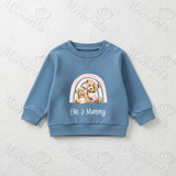 Personalised Happy Mother's Day Sweatshirt. Baby/Toddler Jumper - Teddy Rainbow Design