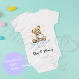 Personalised Our First Mother's Day Baby Bodysuit. Custom Baby Vest - Blue or Pink Design