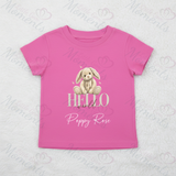 Personalised "Hello World" Organic Cotton Baby Tee: Bunny Design