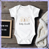 Personalised Born In 2026 Baby Bodysuit. Custom Baby Vest - Farm Animal Design