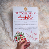 Personalised First Christmas Certificate from Santa Claus. Custom Baby Xmas Keepsake - Candy Cane Lane Design