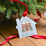 Personalised "First Christmas In Our New Home" Bauble. House Shaped Acrylic Xmas Tree Decoration - Version 2
