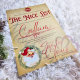 Personalised Rustic Style Nice List Certificate. Custom Kids Christmas Eve Box Filler.