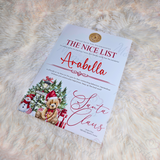 Personalised Nice List Certificate - Candy Cane Lane Red Design. Custom Kids Christmas Eve Box Filler.