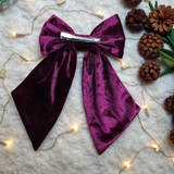 Personalised Christmas Velvet Hair Bow - Christmas Bell Design