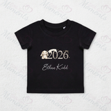 Personalised Born In 2026 Organic Cotton Baby Tee: Bunny Design