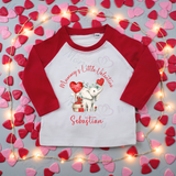 Personalised Mummy's Little Valentine Long Sleeved Top. Kids Valentine's Outfit - Red or Navy - Elephant