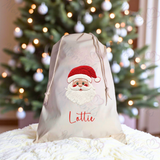 Personalised Christmas Santa Sack - Santa Claus Design. Premium Custom Xmas Gift Sack with Name