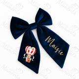 Personalised Valentine's Velvet Hair Bow - Teddy Hot Air Balloon Design