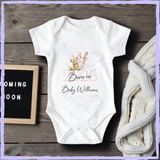Personalised Born In 2026 Baby Bodysuit. Custom Baby Vest - Pink or Blue Teddy Design