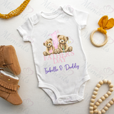 Personalised 1st Father's Day Bodysuit. Custom Cute Baby Vest - Pink or Blue