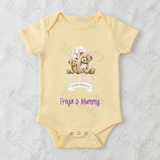 Personalised Our First Mother's Day Baby Bodysuit. Custom Baby Vest - Blue or Pink Teddy Design