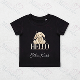 Personalised "Hello World" Organic Cotton Baby Tee: Bunny Design