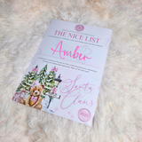 Personalised Nice List Certificate - Pink North Pole Design. Custom Christmas Eve Box Fillers