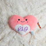 Personalised Pink Love Heart Mumbles SquidgeMe Plush. Custom Valentine's Day Gift.