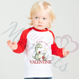 Personalised My Mummy Is My Valentine Long Sleeved Top. Kids Dino Valentine's Outfit - Red or Navy