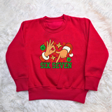 67 Kids Christmas Jumper. Santa Claus Six Seven Red Sweatshirt.
