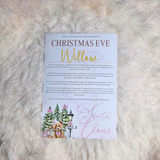 Personalised Christmas Eve Santa Letter - Candy Cane Lane Pink Design. Custom Kids Christmas Eve Box Filler.