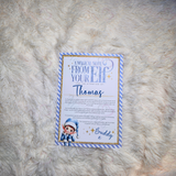 Personalised Elf Arrival Letter for December 1st - Blue Design
