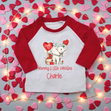 Personalised Mummy's Little Valentine Long Sleeved Top. Kids Valentine's Outfit - Red or Navy - Elephant Design 2