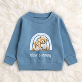 Personalised Happy Mother's Day Sweatshirt. Baby/Toddler Jumper - Teddy Rainbow Design