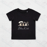 Personalised Born In 2026 Organic Cotton Baby Tee: Farm Animal Design