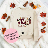 Little Wizard Sweatshirt | Halloween Toddler Sweater | Wizard Chief Main Little Mini Big Wording Options | Available In A Range Of Colours