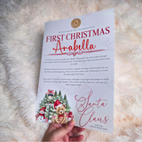 Personalised First Christmas Certificate from Santa Claus. Custom Baby Xmas Keepsake - Candy Cane Lane Design
