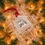 Personalised "First Christmas In Our New Home" Bauble. House Shaped Acrylic Xmas Tree Decoration