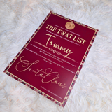 Personalised Adults Explicit Novelty Christmas Certificate. The T**t List. 18+. Custom Made Funny Secret Santa Gift  - Tartan Design