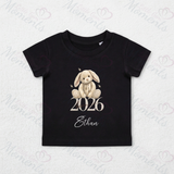 Personalised Born In 2026 Organic Cotton Baby Tee: Born In 2026 Bunny Design