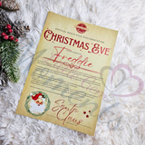 Personalised Christmas Eve Letter - Rustic. Custom Kids Xmas Treat. Christmas Eve Box Fillers. Handmade Festive Santa Letter for Children