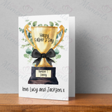 Personalised Happy Father's Day Card. Fully Custom Card for Dad - Trophy Design