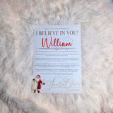 Personalised "I Believe In You" Letter from Santa Claus. Custom Xmas Eve Box Filler - Santa Sack Design
