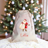 Personalised Christmas Santa Sack - Santa Claus Design. Premium Custom Xmas Gift Sack with Name