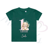 Personalised 1st Easter Kids T-shirt - Pink or Blue Bunny Design