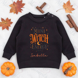 Personalised Mini Witch Energy Kids Sweatshirt | Custom Halloween Toddler Top