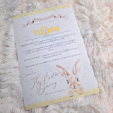 Personalised Kids Easter Bunny Letter for Easter Egg Hunt - Pink, Blue or Yellow