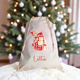 Personalised Christmas Santa Sack - Elf Present Design. Premium Custom Xmas Gift Sack with Name