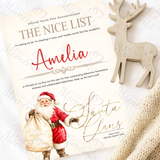 Personalised Nice List Certificate from Santa Claus. Custom Xmas Eve Box Filler - Santa Sack Design